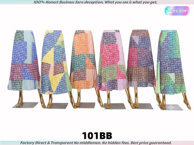 101 Instant Shipping! High-Quality Floral & Geometric Pleated Skirts.
