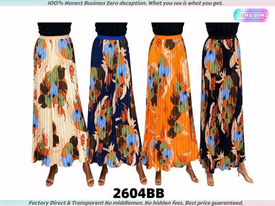 2604 No Middlemen! High-Quality Printed Midi Skirts at Factory Price.