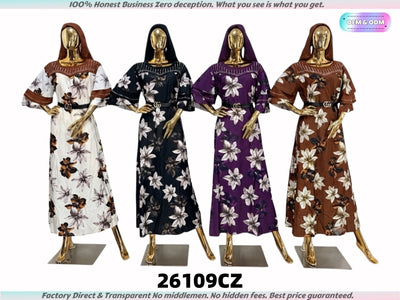 26109 Sans Intermédiaire Robe Longue Imprimée Qualité Premium