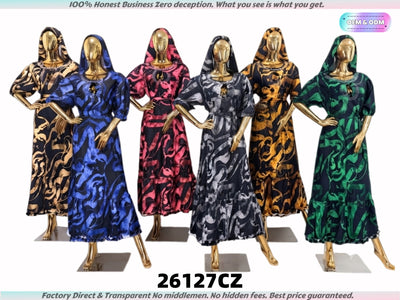 26127 Robe Imprimée avec Ceinture Haute Qualité Prix Abordable