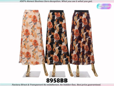 8958 Source Factory Deals: Premium Floral Pleated Skirts Ready to Ship!