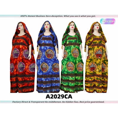 A2029 Traditional African Style Dress with Headscarf Muslim Robes