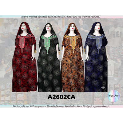 A2602 Premium African Women Robe and Scarf Set Muslim Robes