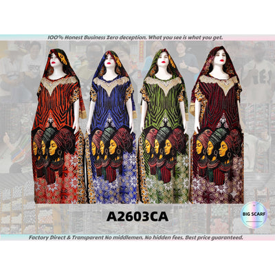 A2603 Traditional African Style Dress with Headscarf Muslim Robes