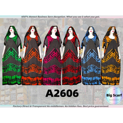 A2606 Premium African Women Robe and Scarf Set Muslim Robes