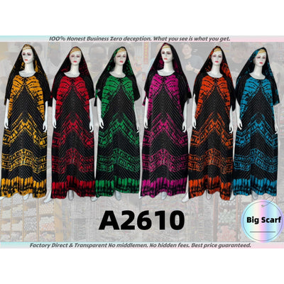 A2610 African Maxi Dress with Big Scarf Wholesale Muslim Robes