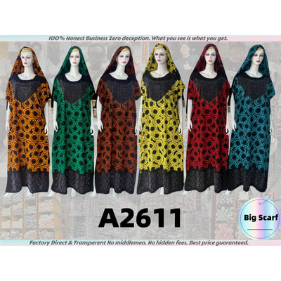 A2611 Multi-Color Elegant African Fashion Dress Muslim Robes