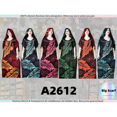 A2612 African Maxi Dress with Big Scarf Wholesale Muslim Robes