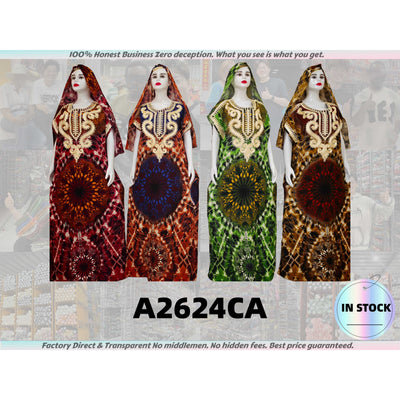 A2624 Elegant Women African Kaftan with Big Scarf Muslim Robes