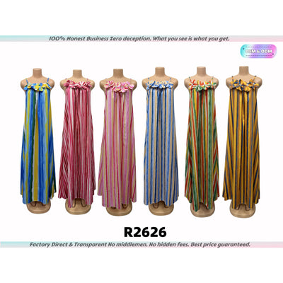 R2626 Stunning Floral Neckline Rainbow Maxi Dress Stylish Dresses