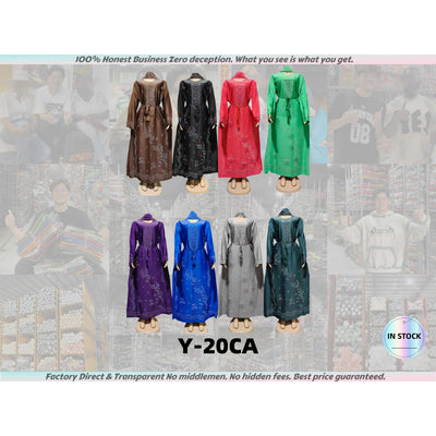 Y-20 Elegant Rhinestone Abaya with Scarf Set Muslim Robes