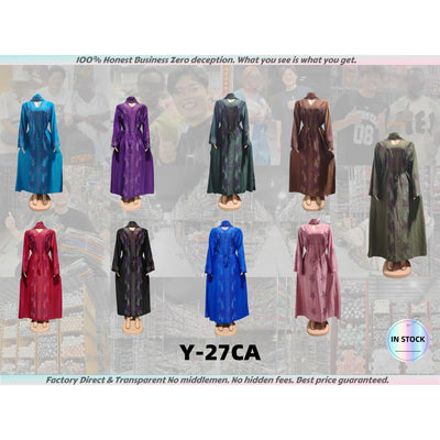 Y-27 Elegant Women Abaya Dress with Waist Tie Muslim Robes